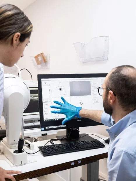 Image of eye scanner, eye clinic, eye doctor
